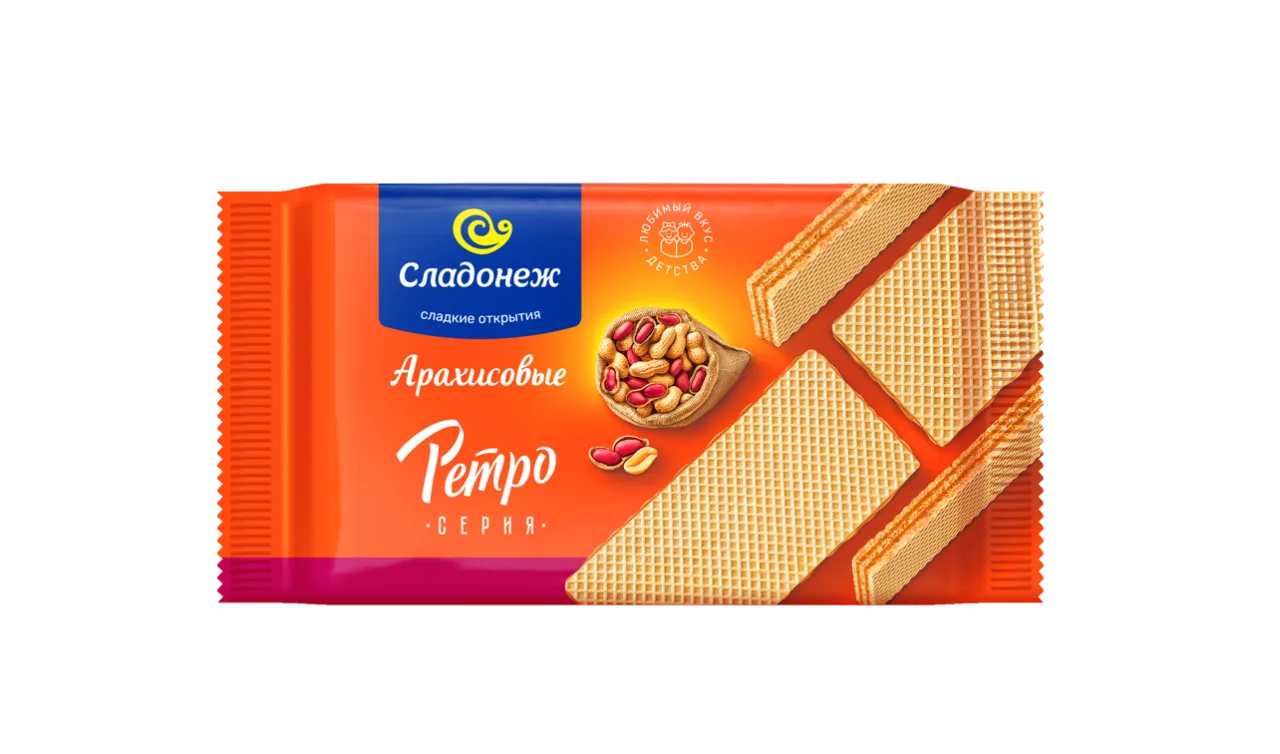 Вафли ТМ "Сладонеж" РЕТРО СЕРИЯ Арахисовые