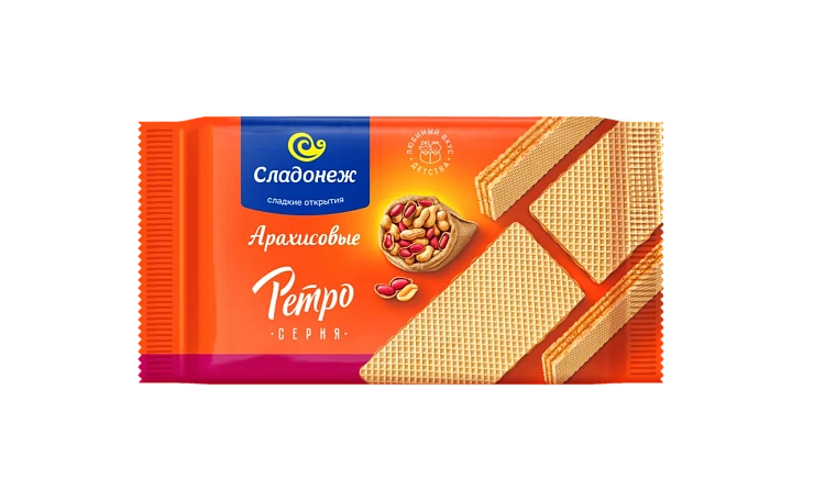 Вафли ТМ "Сладонеж" РЕТРО СЕРИЯ Арахисовые