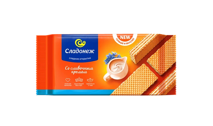 Вафли ТМ "Сладонеж" ТОНЬШЕ И ВКУСНЕЕ Со сливочным кремом
